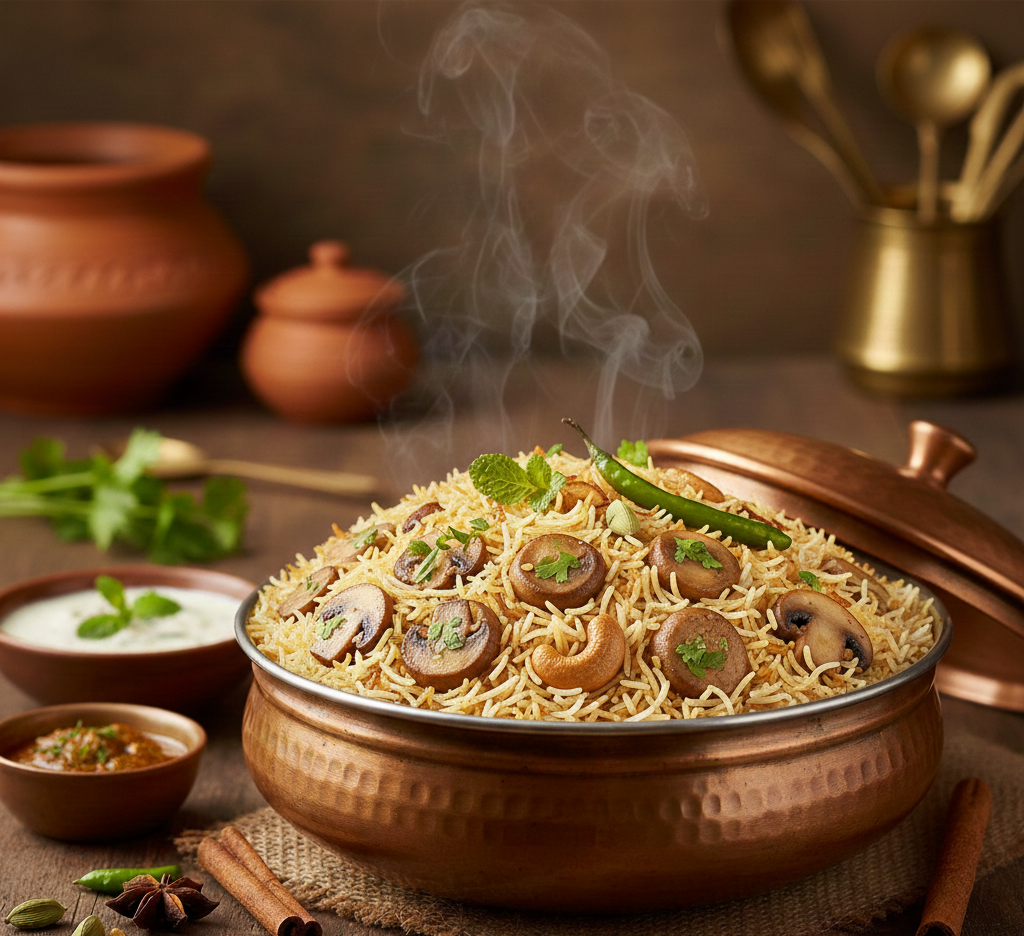Kaju Mushroom Biryani 