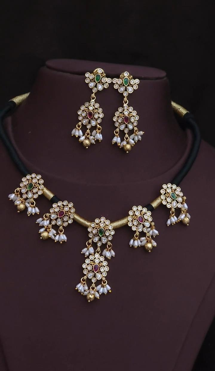 Black Thread Necklace Set 3
