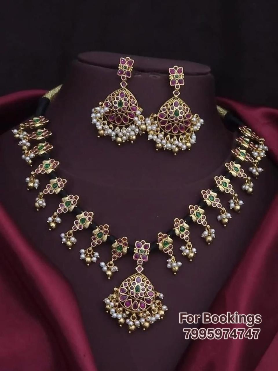 Black Thread Necklace Set 8