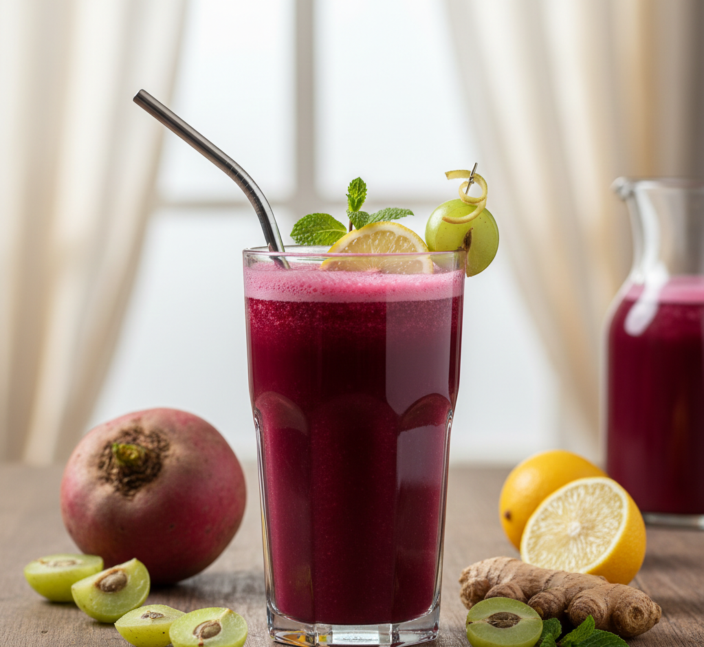 Beetroot Amla Ginger Lemon Juice