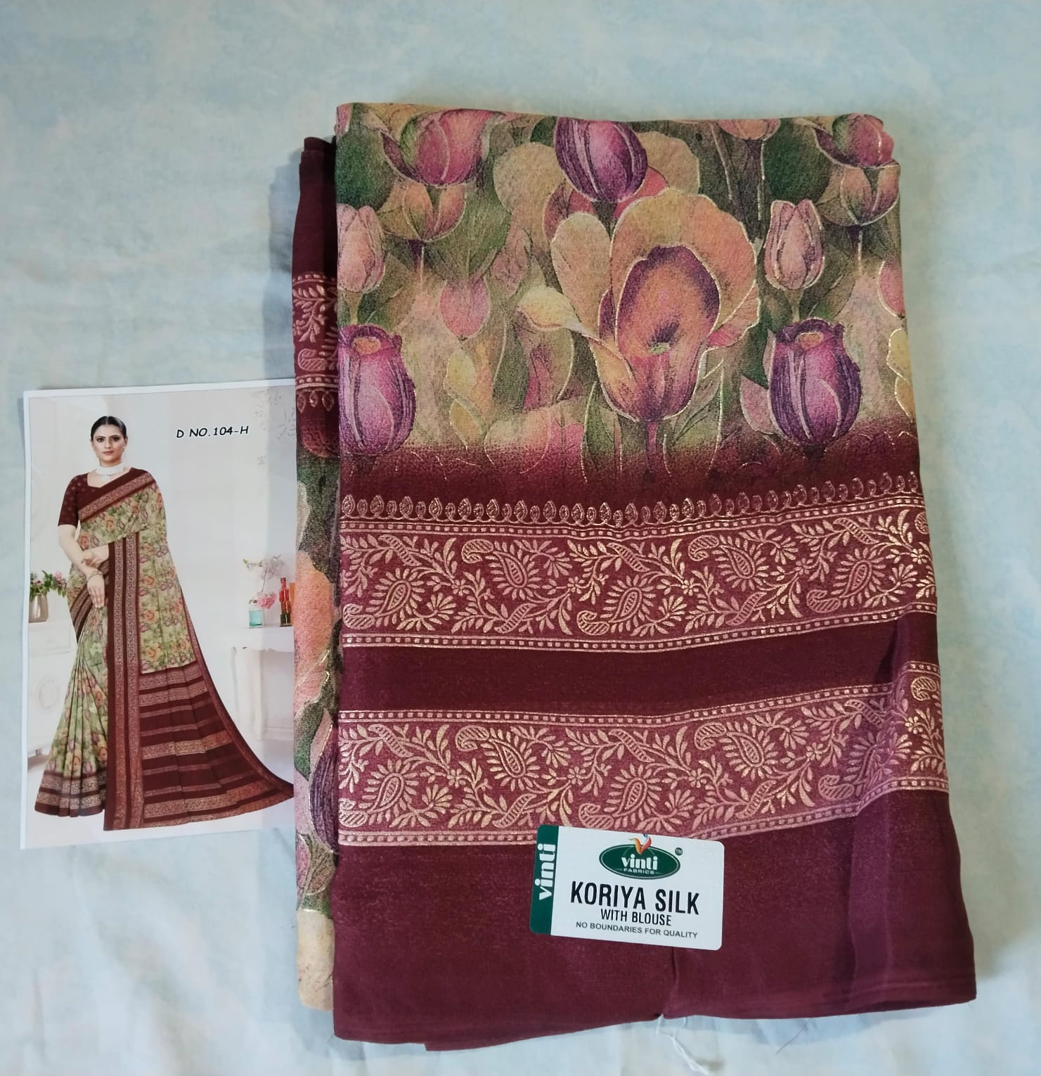 Digital Print Saree with Zari Border red saree