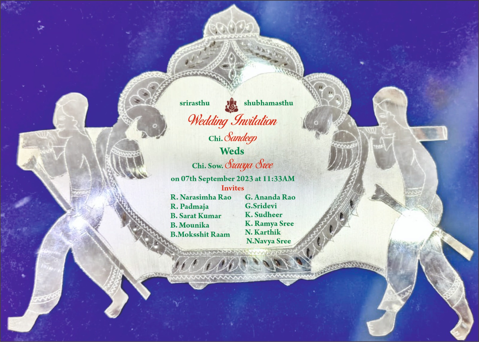 silver wedding invitation