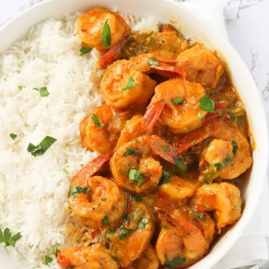 White Rice Prawns Fry