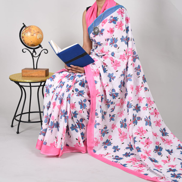 Block Printed Mulmul Sarees