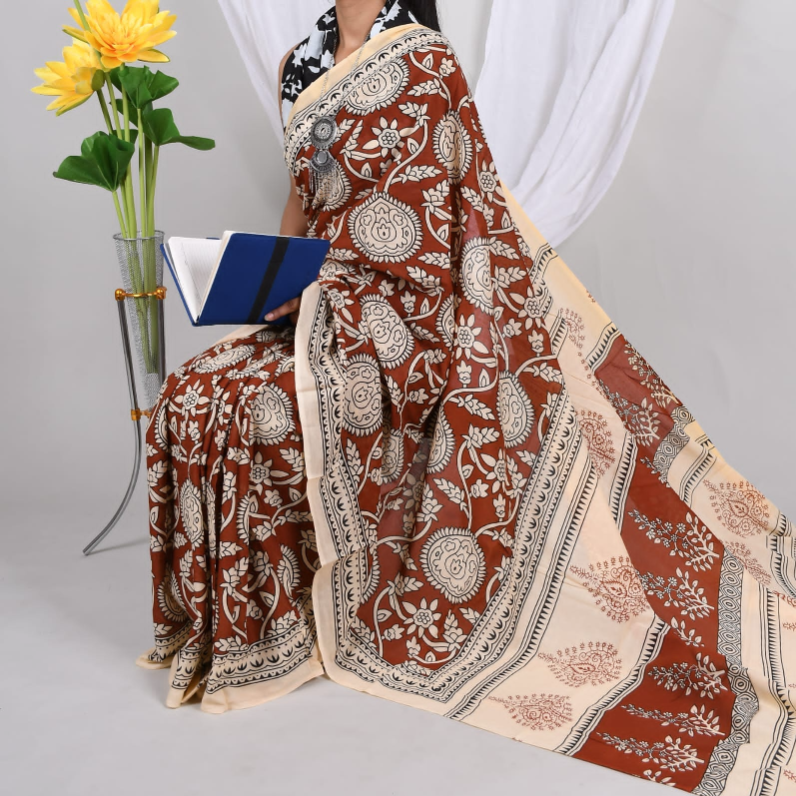 Handblock Printed Mulmul Sarees