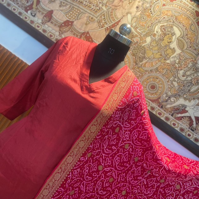 V Line Printed Kurta Set