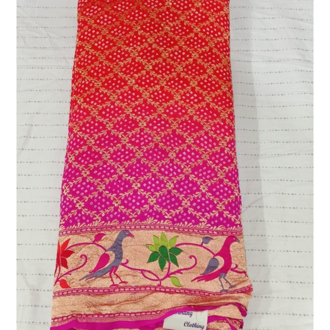 Pure Bandhini Georgette saree Orange