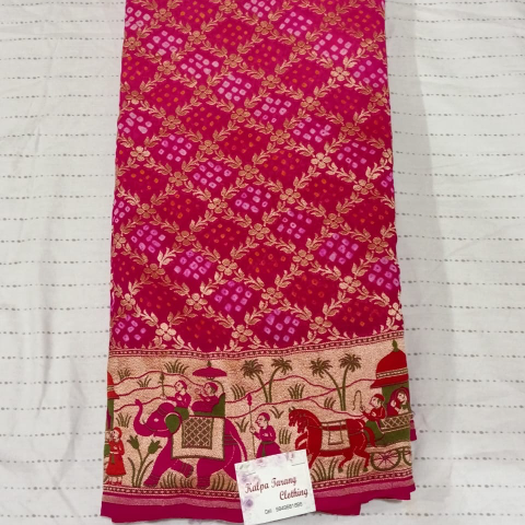 Pure Bandhini Georgette saree Red
