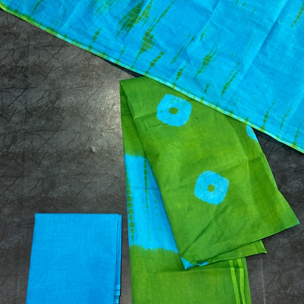 Total Set Pure Cotton Dress Material green and blue