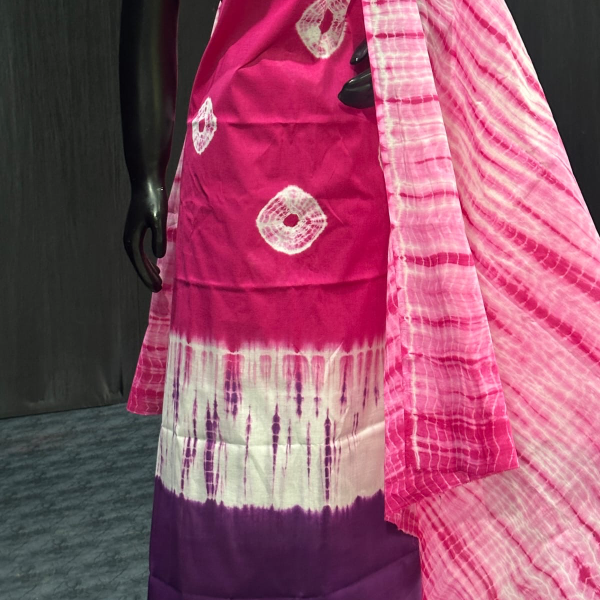 Total Set Pure Cotton Dress Material Pink and Violet