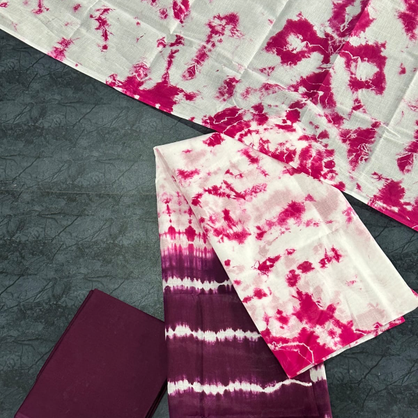 Total Set Pure Cotton Dress Material Pink and Purple