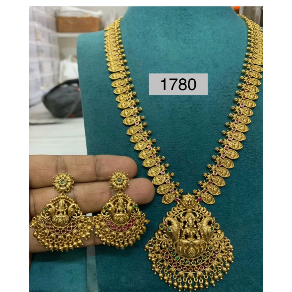 Lakshmi Devi Long Haram with Earrings