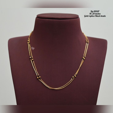 Gold Replica Black Beads Chain