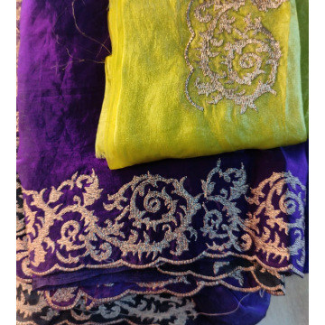 New stunning color space silk with scalup embroidery design Rich pallu Contrast blouse with embroidery Colors available
