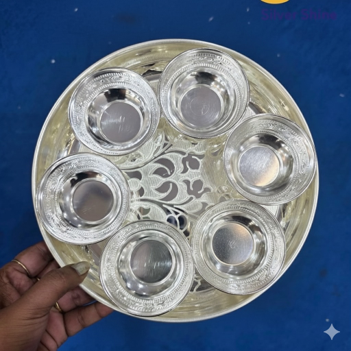 silver plate with 6 bowls