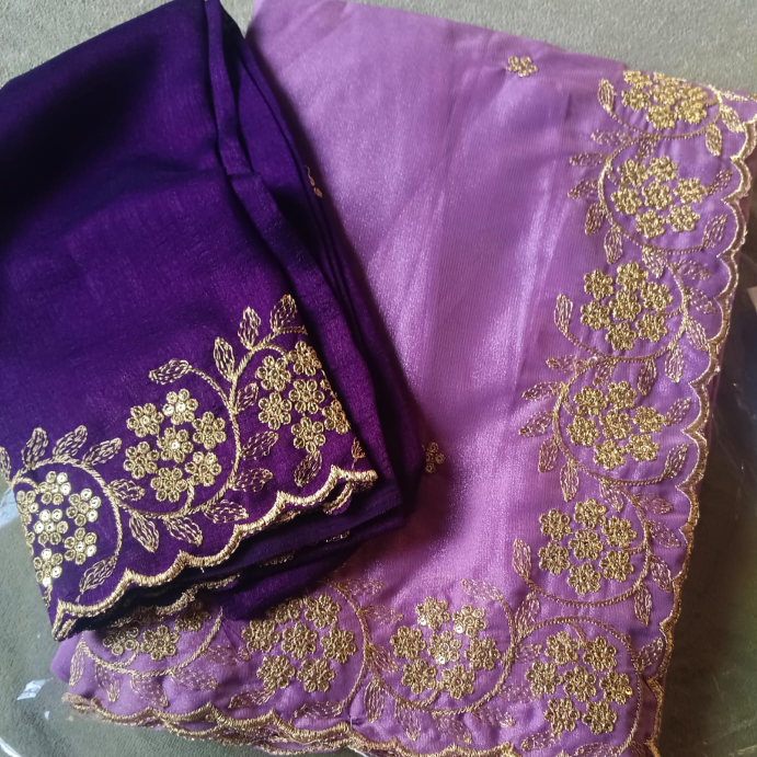 Light lab under color full work saree