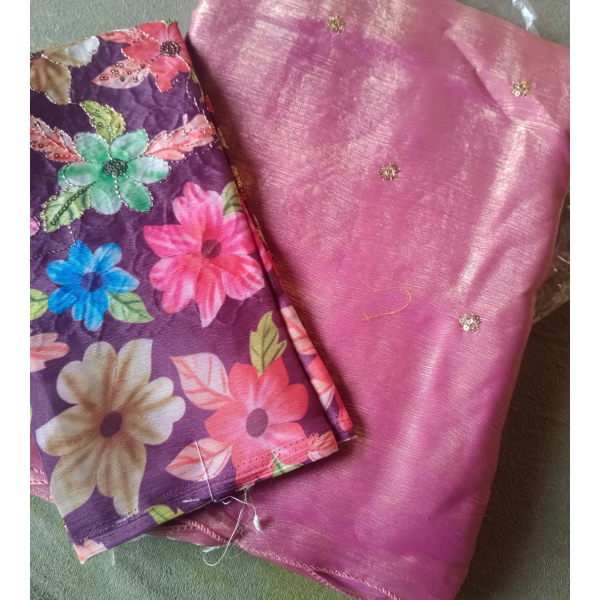 pink silk saree