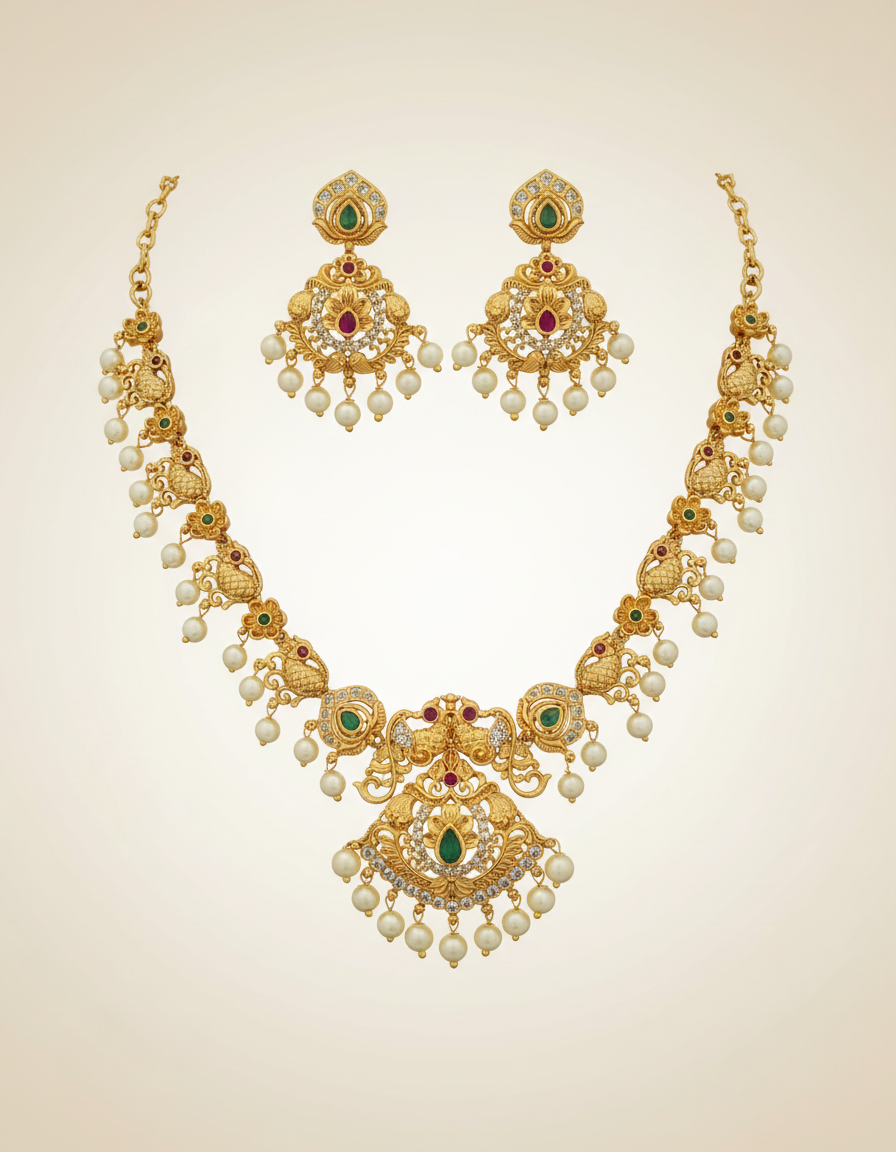 South India necklace type gold corving