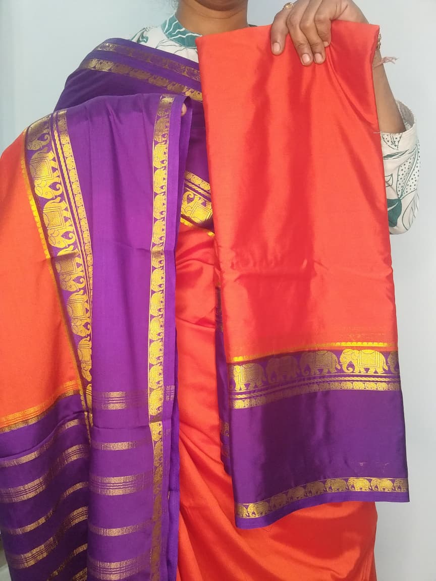 Semi mysore silk with contrast border and blouse