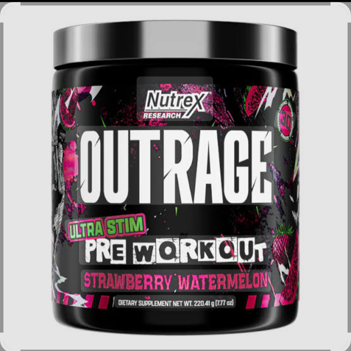 Out rage pre workout straberry water melon 22og