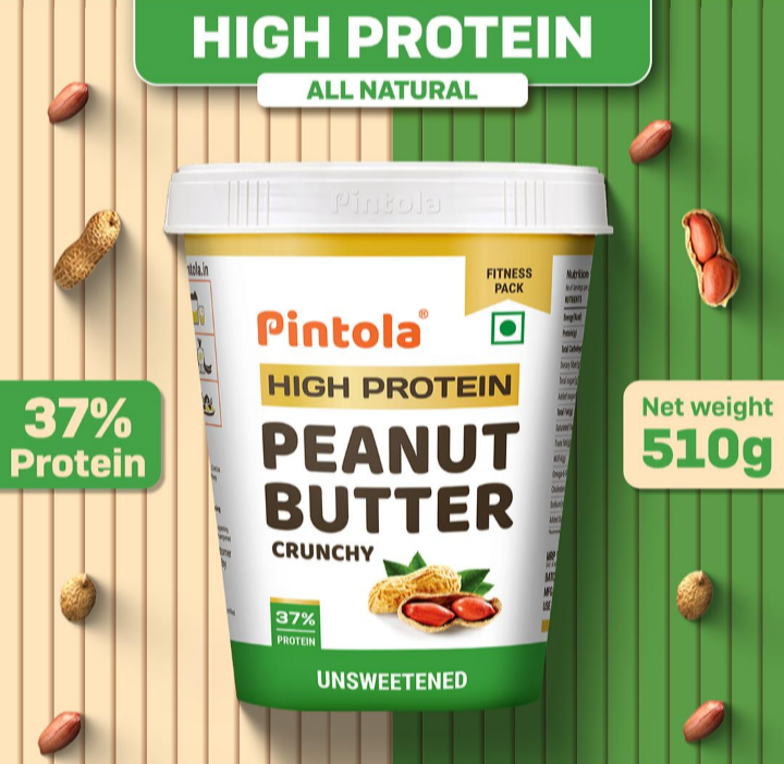 Pintola high protein peanut butter crunchy unsweetened 510g