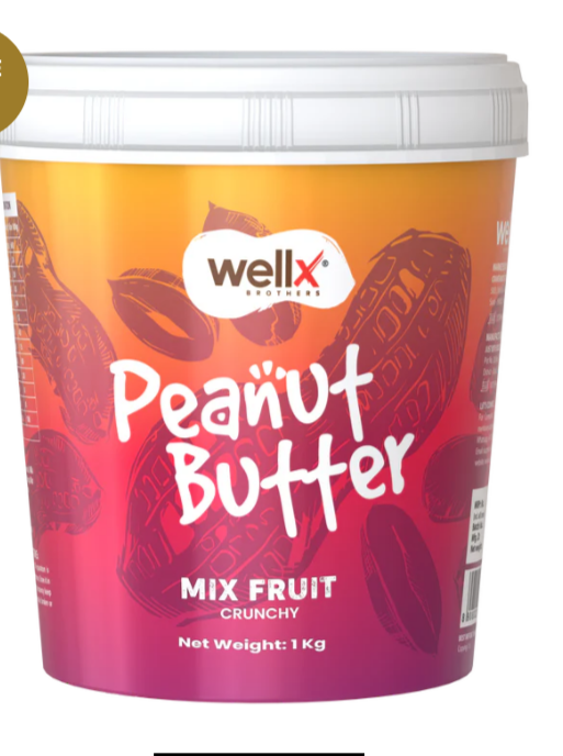 Wellx peanut butter mix fruit crunchy 1kg
