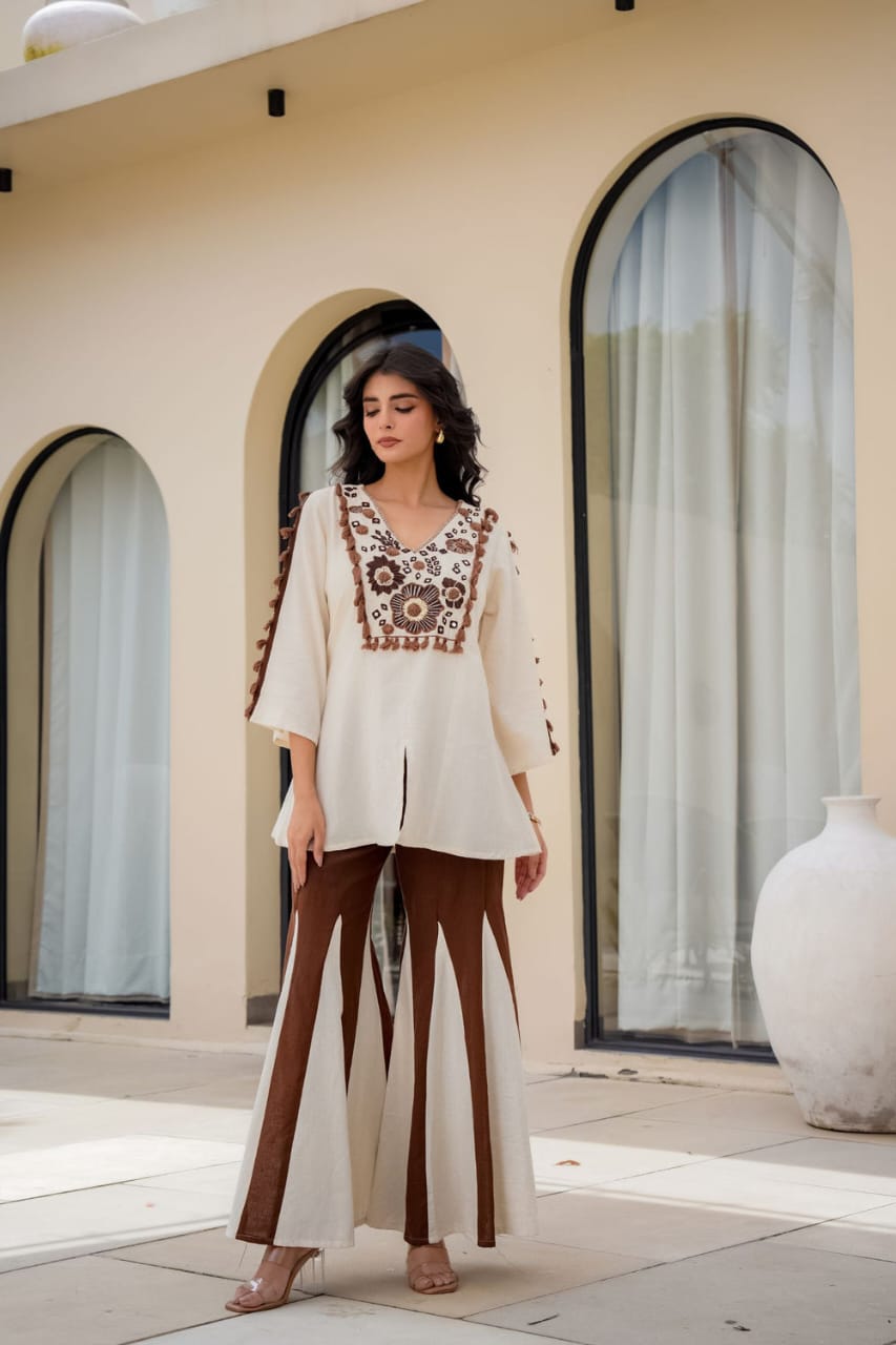 Premium cotton flex top with beautifuly embroidery work