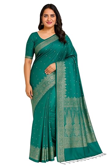 Kria Arts Premium Dueltone Katan Soft Silk Saree with All Over Butta & Rich Pallu – Elegant Glossy Finish – Soft Pure Silk Saree with Matching Blouse Piece
