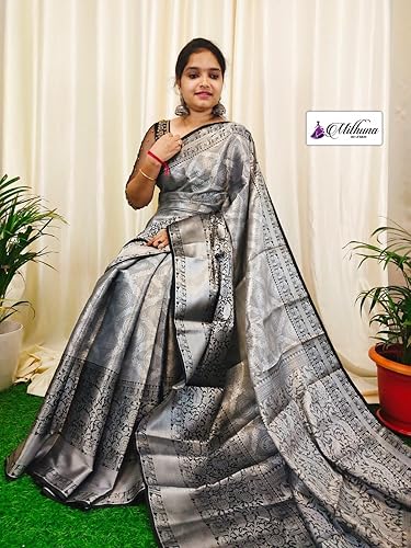 PURE HANDLOOM GRAND BANARASI TISSUE SILK SAREE WITH MATCHING BLOUSE
