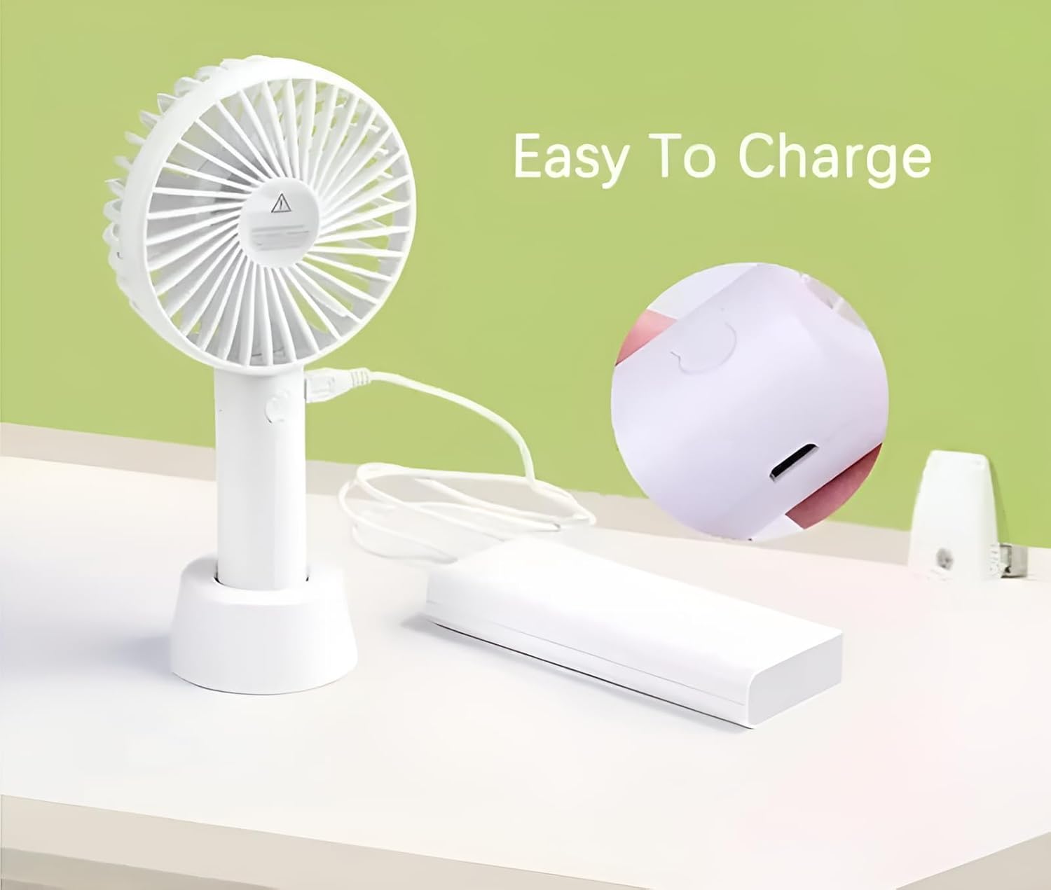 Portable USB Rechargeable Fan High Speed Handheld Table Fan with Stand, Small Personal Cooling Desk Travel Fan for Home Office Outdoor