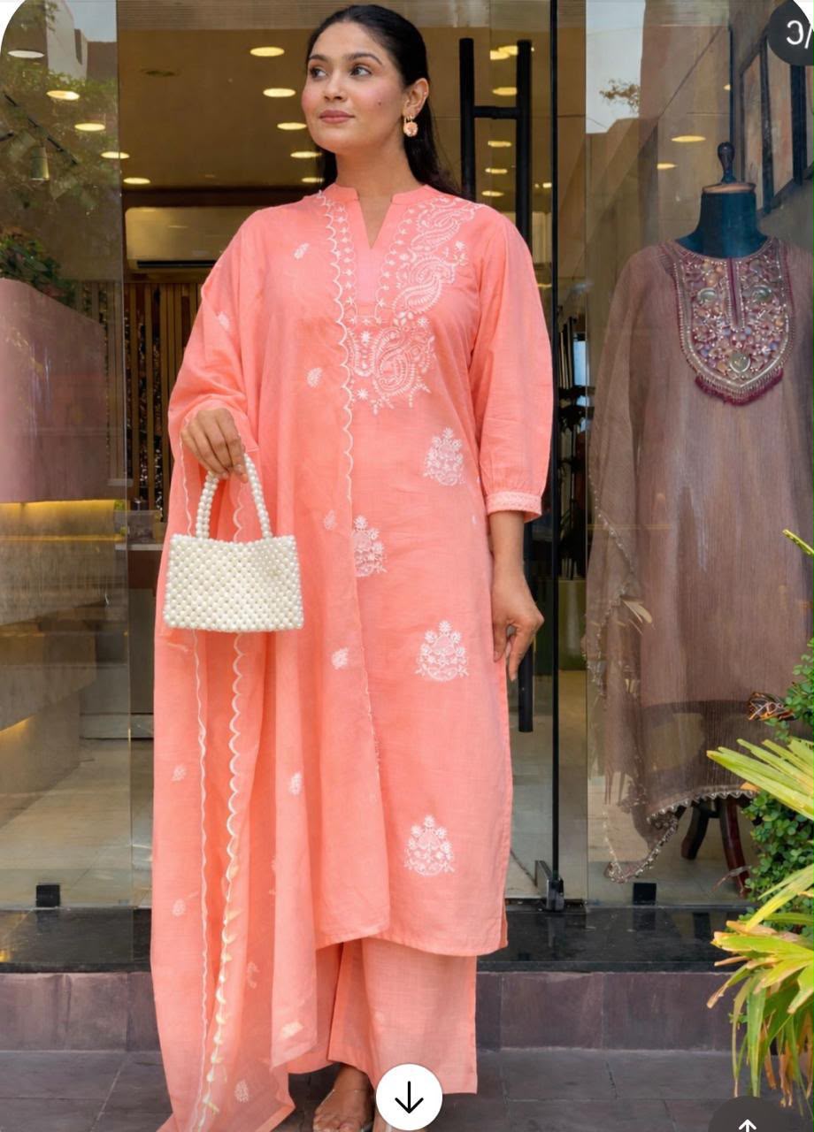 Kurti + Pant+dupata embroidery work