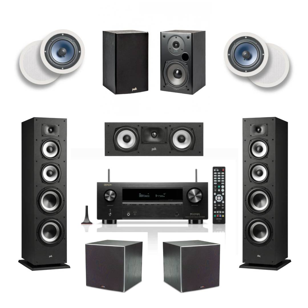 7.2 {5.2.2}DOLBY ATMOS Polk Speakers with Denon 2800 AVR Package