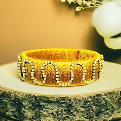 Custom Silk thread single bangle in gold color