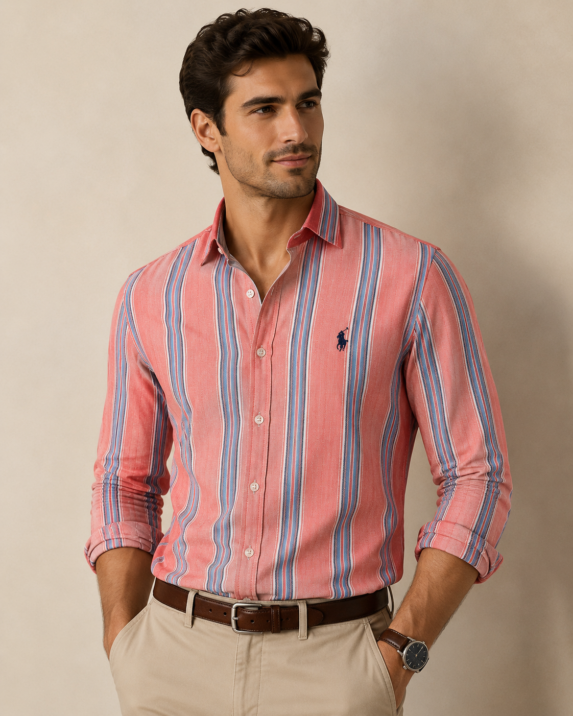 Ralph Lauren Pink Striped Casual Shirt
