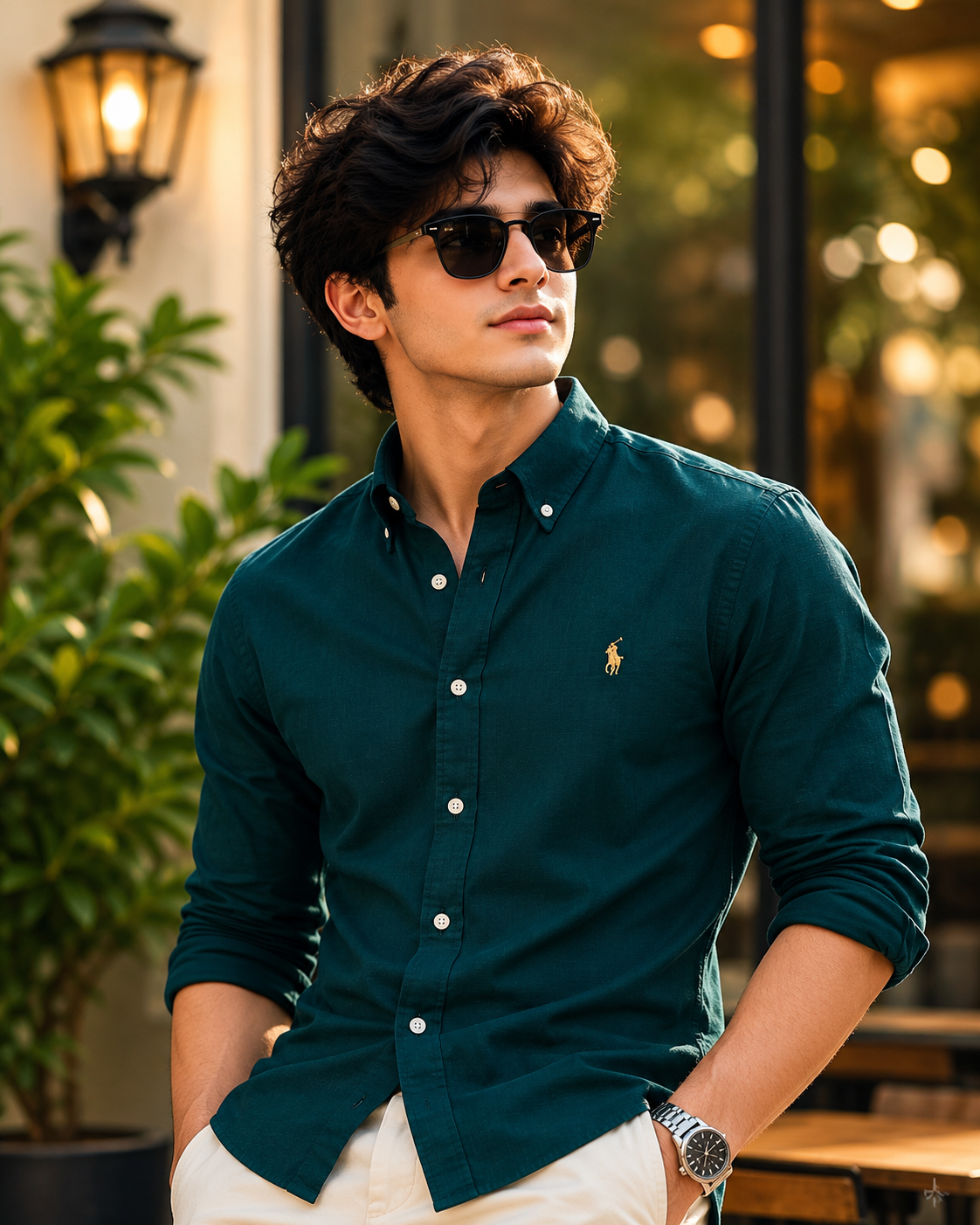Ralph Lauren Dark Green Plain Casual Shirt