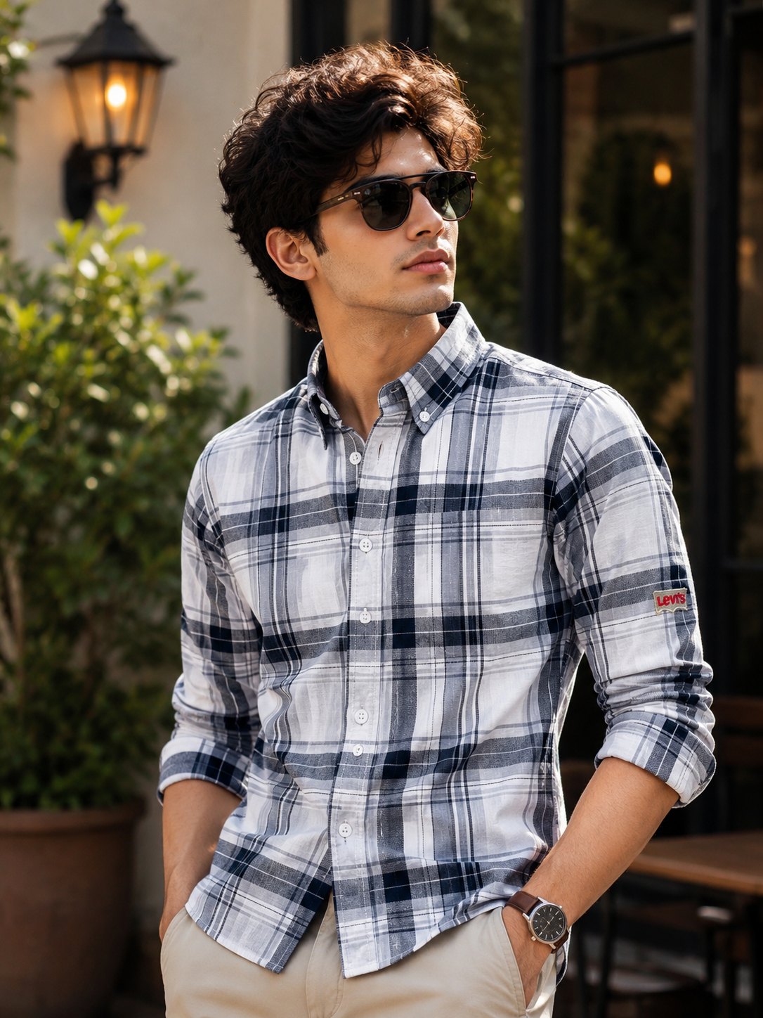 Levi’s Black and White Checked Casual Shirt
