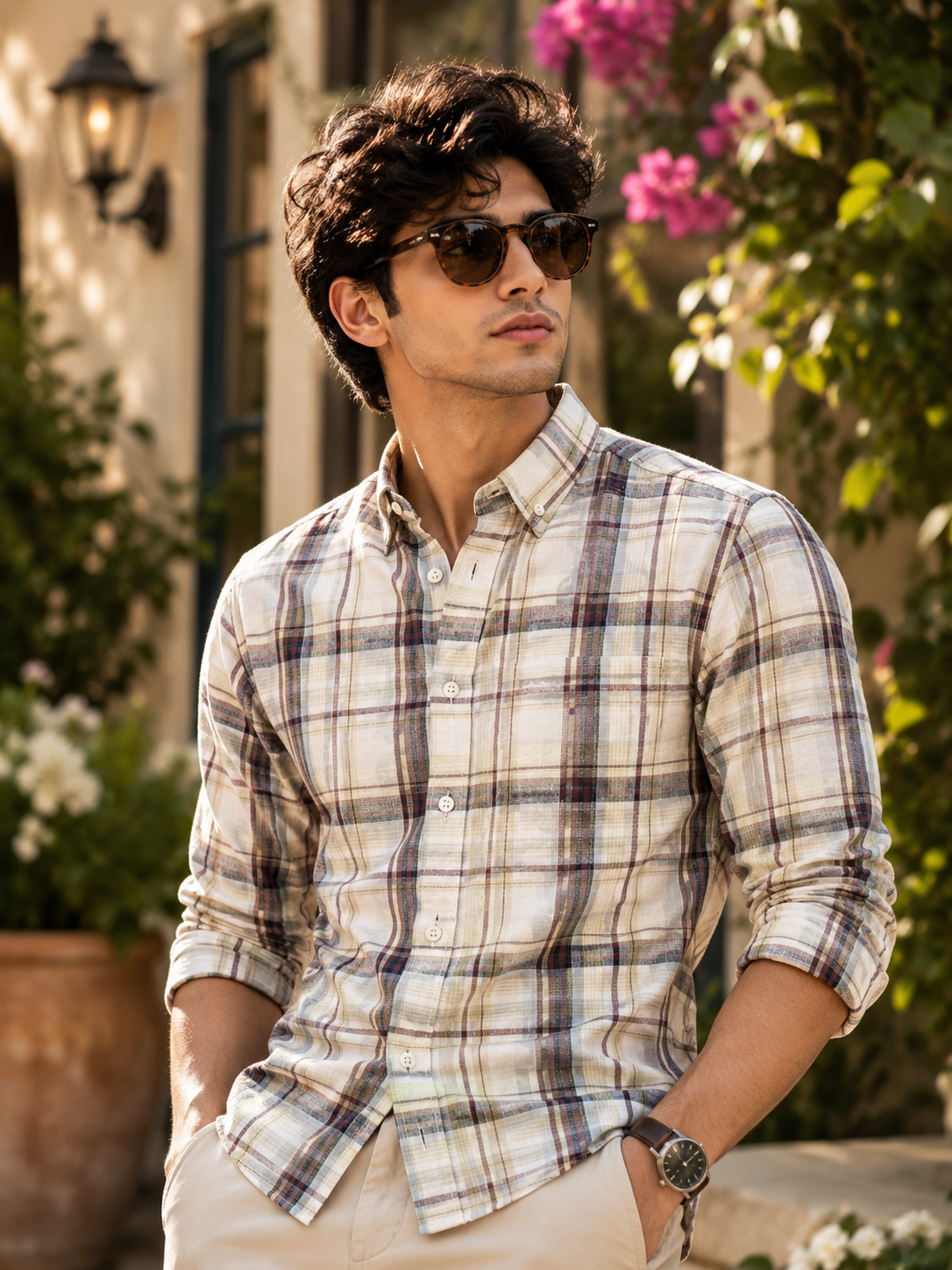 Levis Cream Checked Casual Shirt