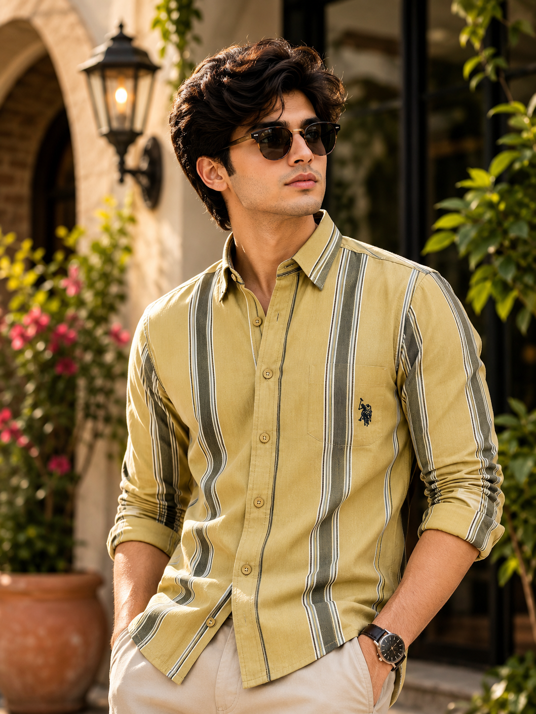 Ralph Lauren Brown Striped Casual Shirt