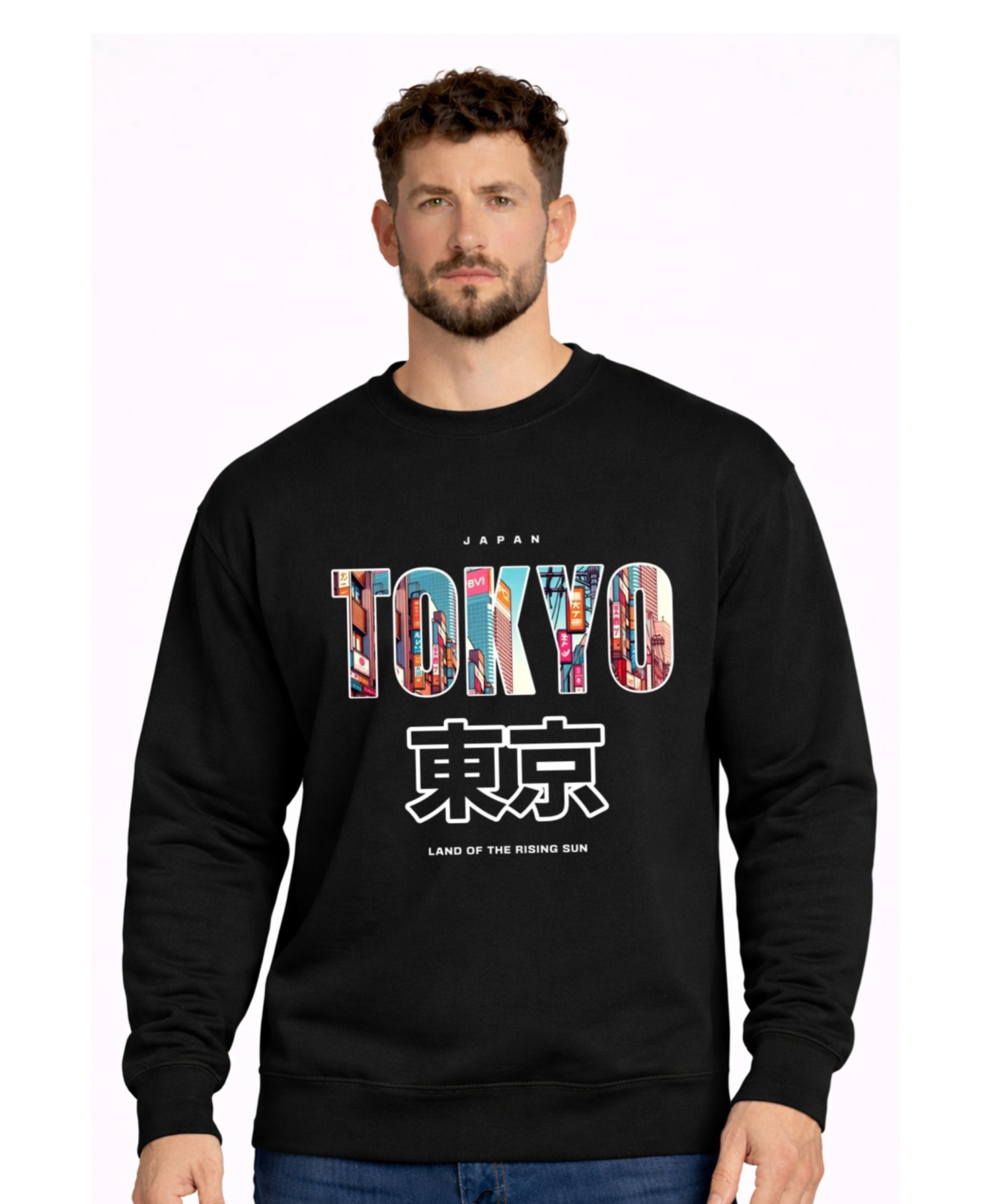 Tokyo Japan Graphic Printed Black Sweatshirt