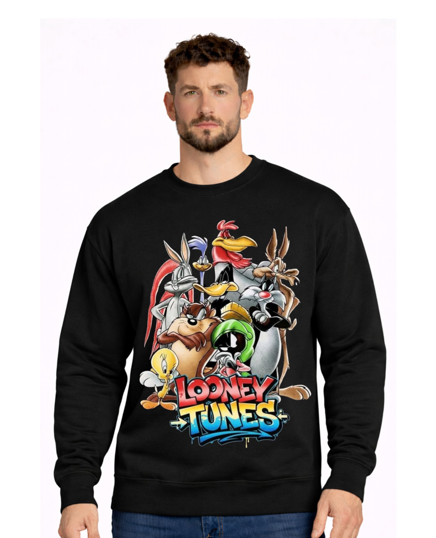 Looney Tunes Graphic Printed Black Sweatshirt