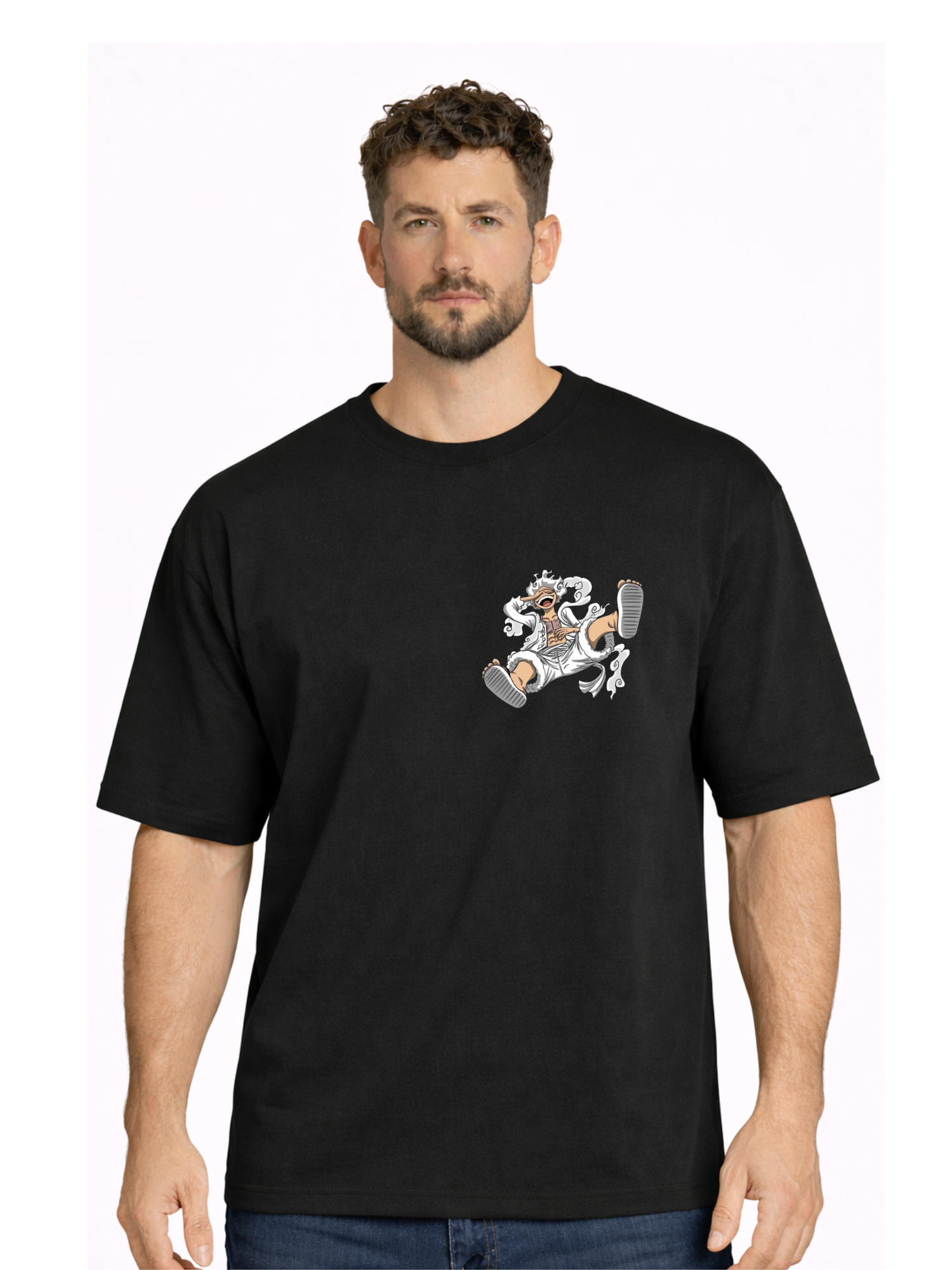 Hoodie Bank | Joy Boy Anime Oversized T-Shirt – Premium Black Cotton Graphic Back Print Tee for Men & Women