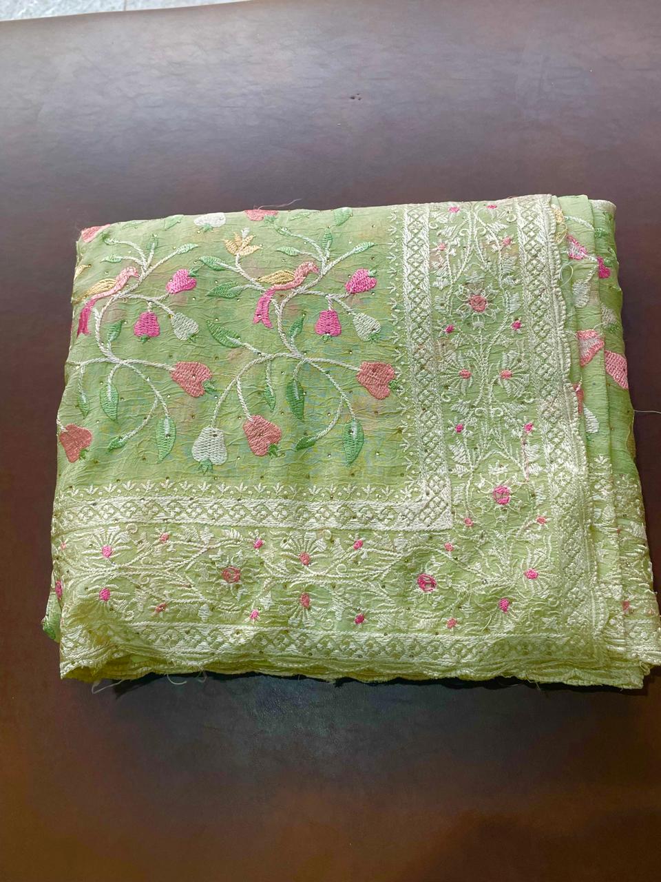 Fancy crape work saree
