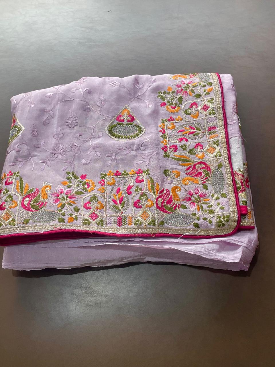Crepe Work Saree