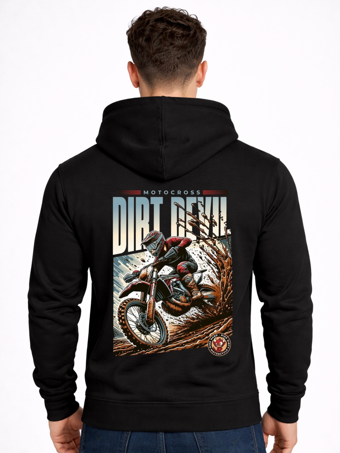 Hoodie Bank Dirt Devil Motocross Graphic Hoodie – Premium Black Racing Hoodie