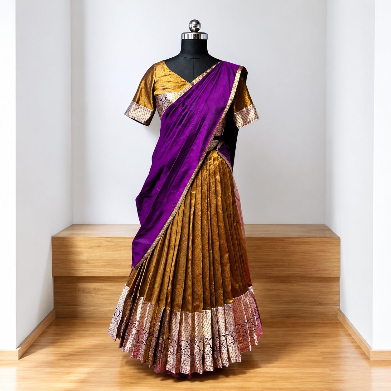Royal Purple Kanjeevaram Half Saree