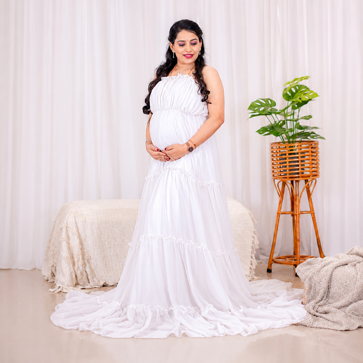 Pure White Maternity Photoshoot Gown