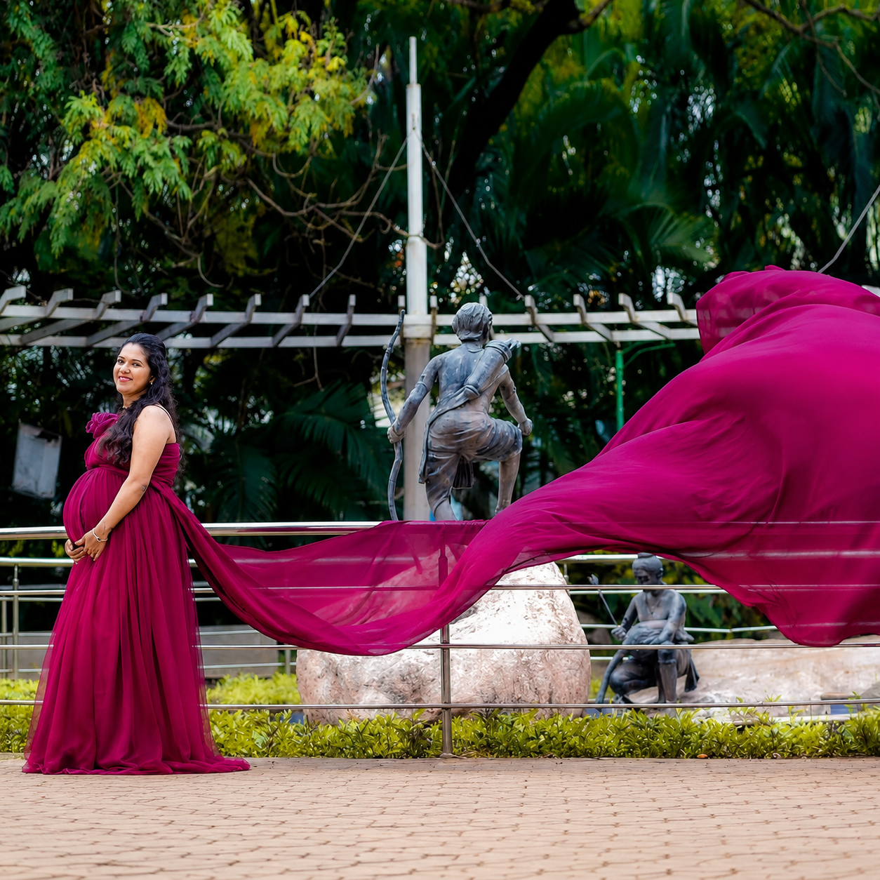 Wine Elegance Maternity Trail Gown