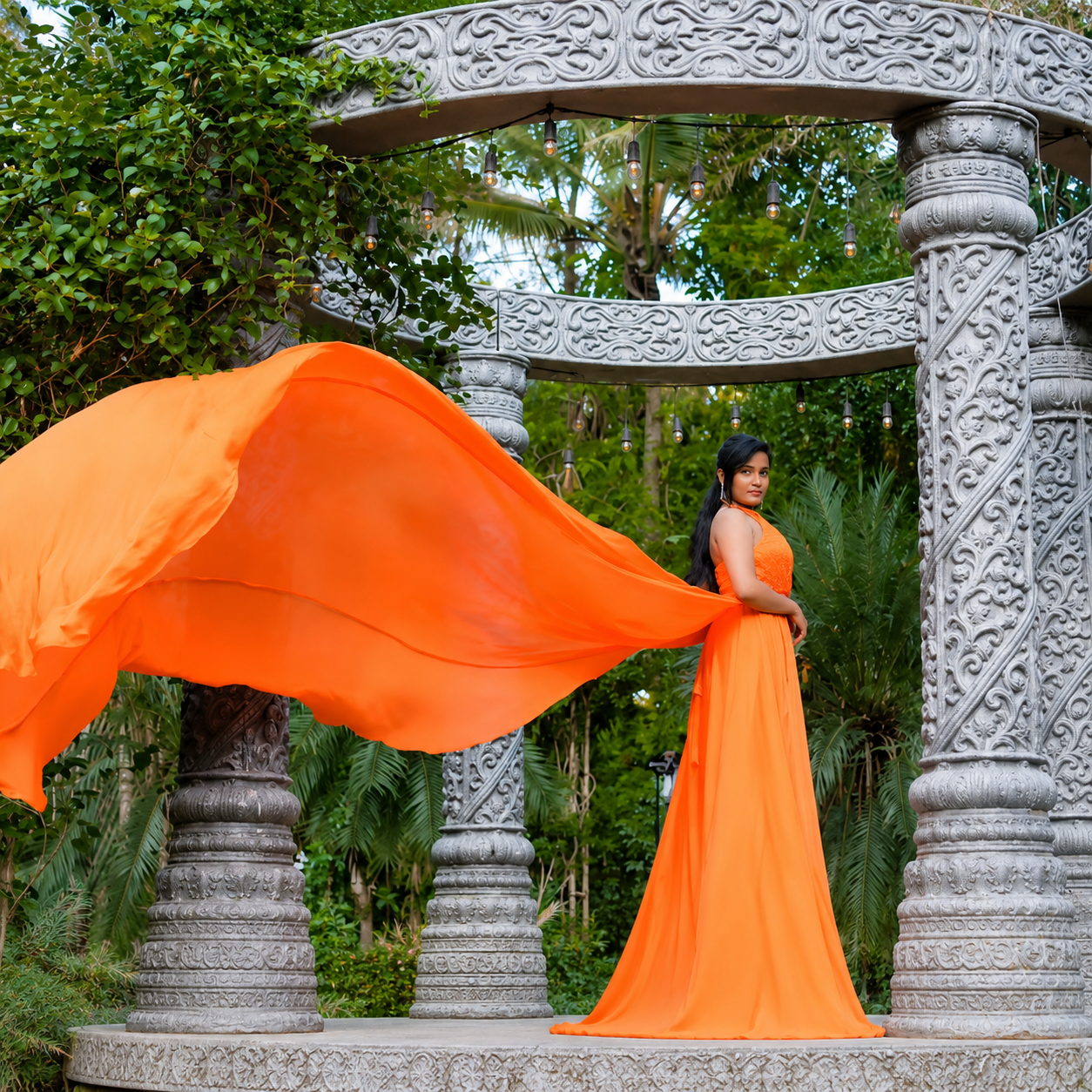 Sunset Orange Flying Gown