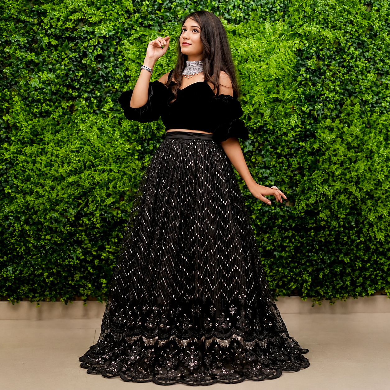 Midnight Sparkle Black Lehenga