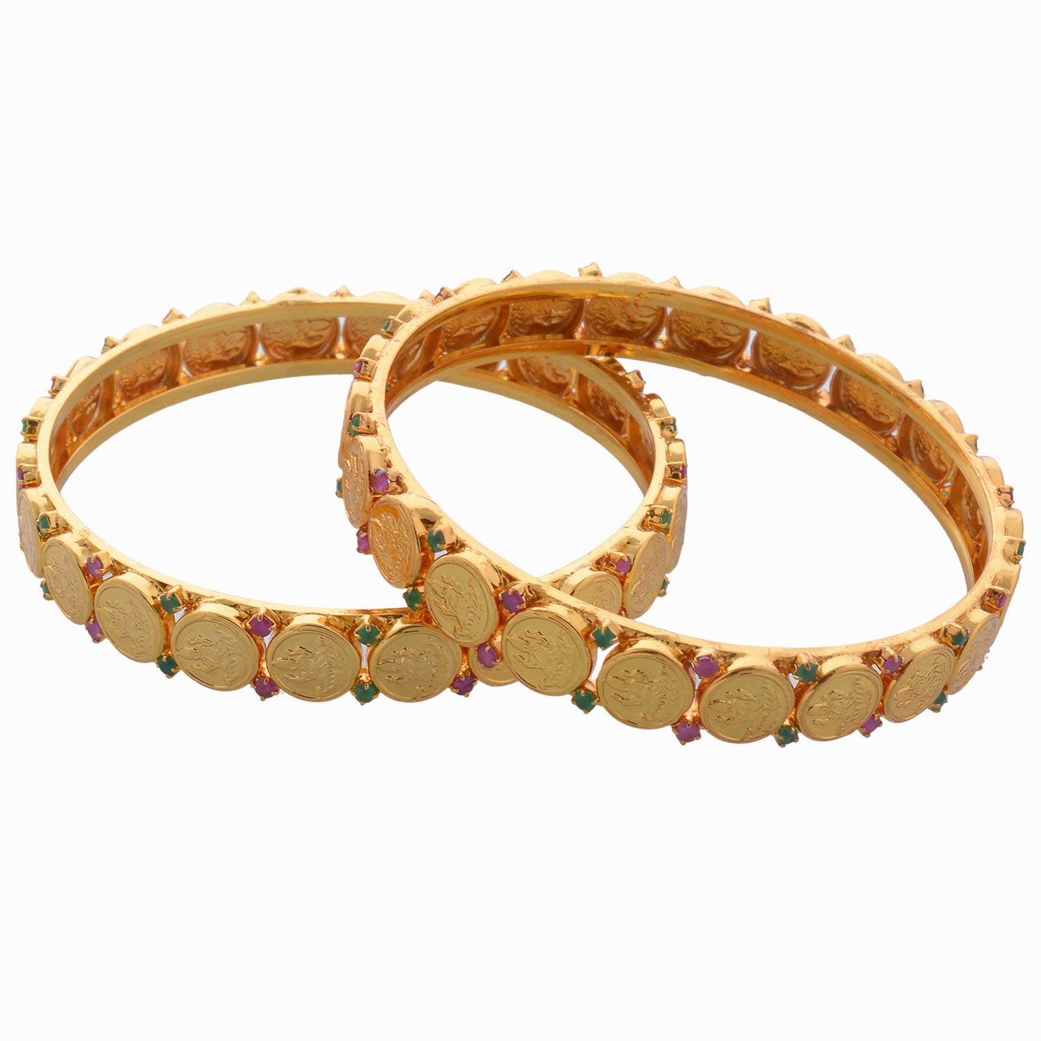 Traditional Lakshmi Coin Gold-Plated Bangles